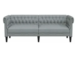 Sofá chesterfield 3 lugares tecido cinzento-claro