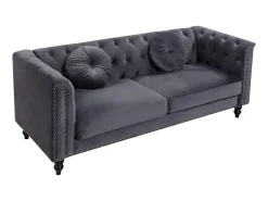 Sofá chesterfield 3 lugares em veludo antracite TURNER