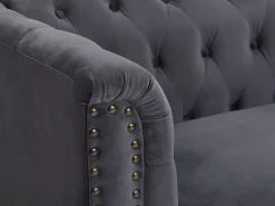 Sofá chesterfield 3 lugares em veludo antracite TURNER