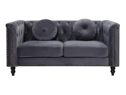Sofá chesterfield 2 lugares em veludo antracite TURNER