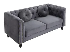 Sofá chesterfield 2 lugares em veludo antracite TURNER