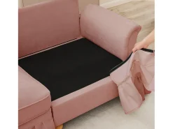Sofá chesterfield 2 lugares em felpudo rosa - com puff e 2 almofadas - saia removível - 194x140x93cm