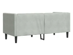 Sofá chesterfield com rolos 2 lugares veludo cinzento-claro