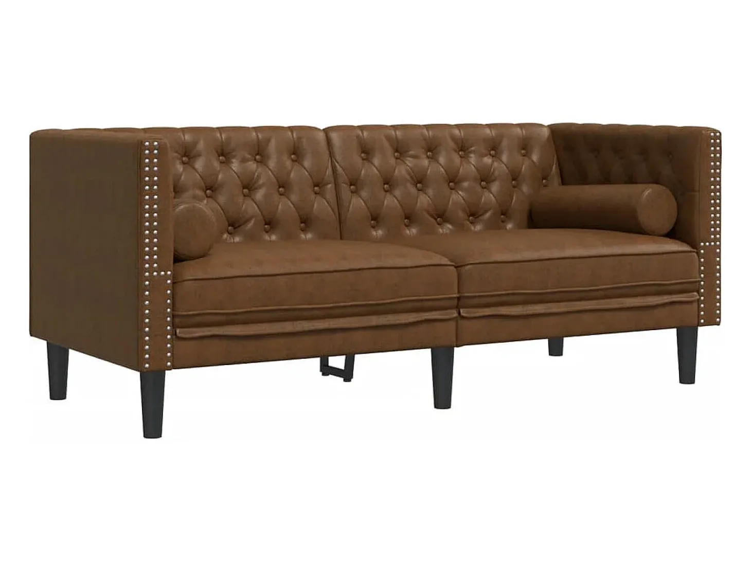 Sofá chesterfield com rolos 2 lugares camurça artif. castanho