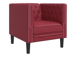 Sofá chesterfield couro artificial vermelho tinto