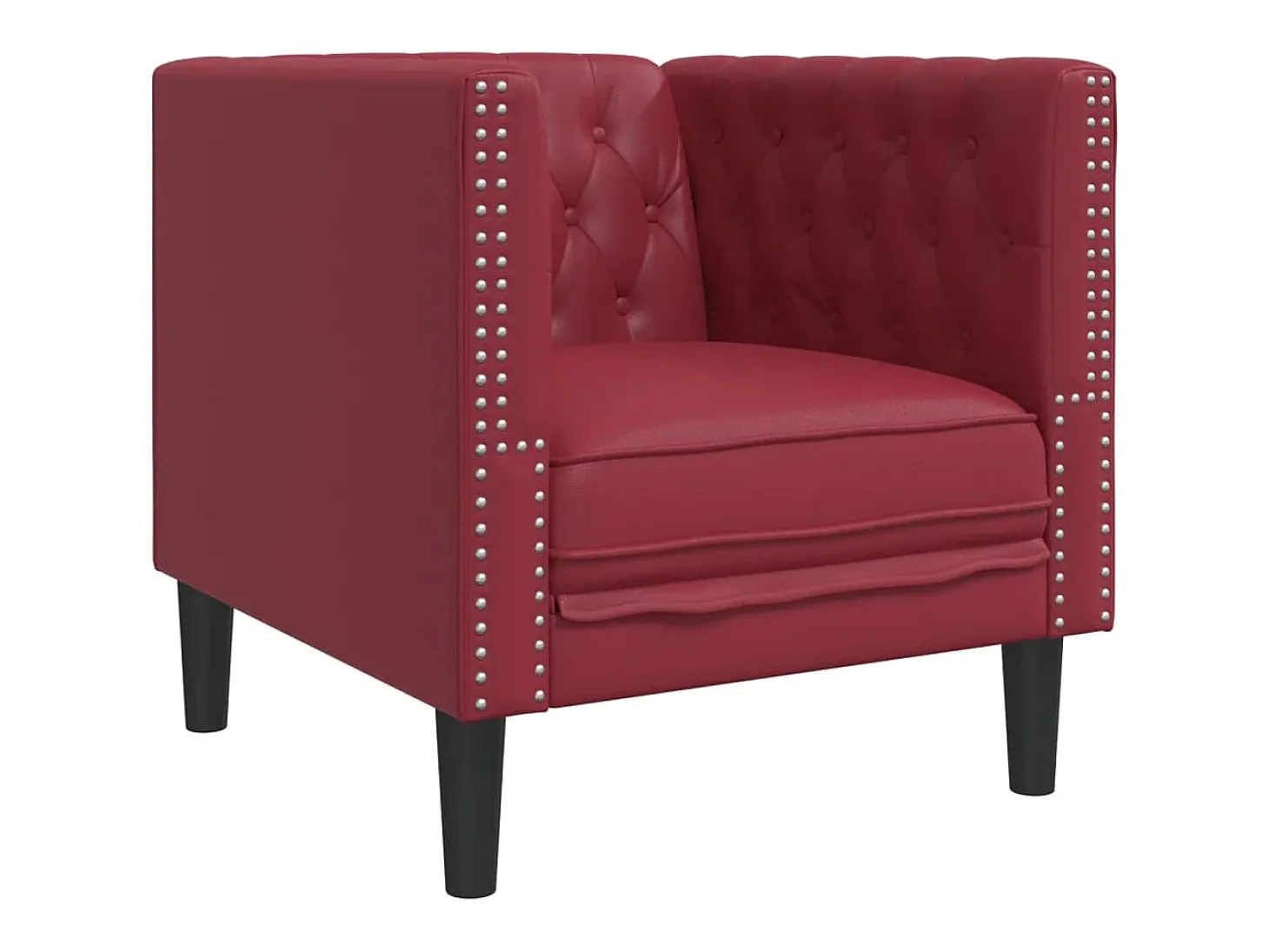 Sofá chesterfield couro artificial vermelho tinto