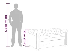Sofá Chesterfield de 2 lugares em couro artificial branco