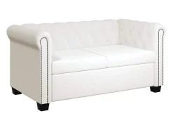 Sofá Chesterfield de 2 lugares em couro artificial branco