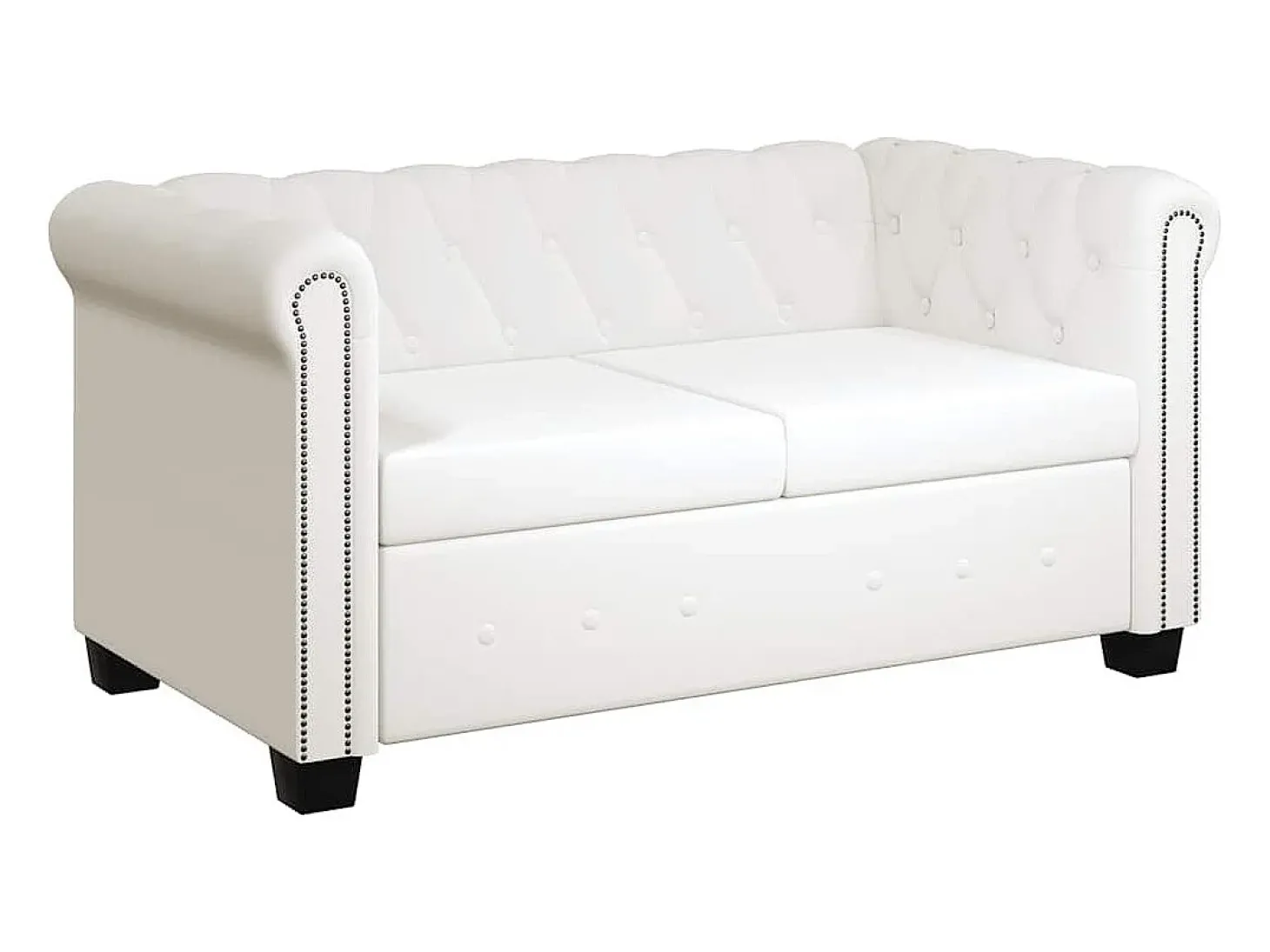 Sofá Chesterfield de 2 lugares em couro artificial branco