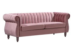 Sofá chesterfield de 3 lugares em veludo cor-de-rosa velho TRUMBO
