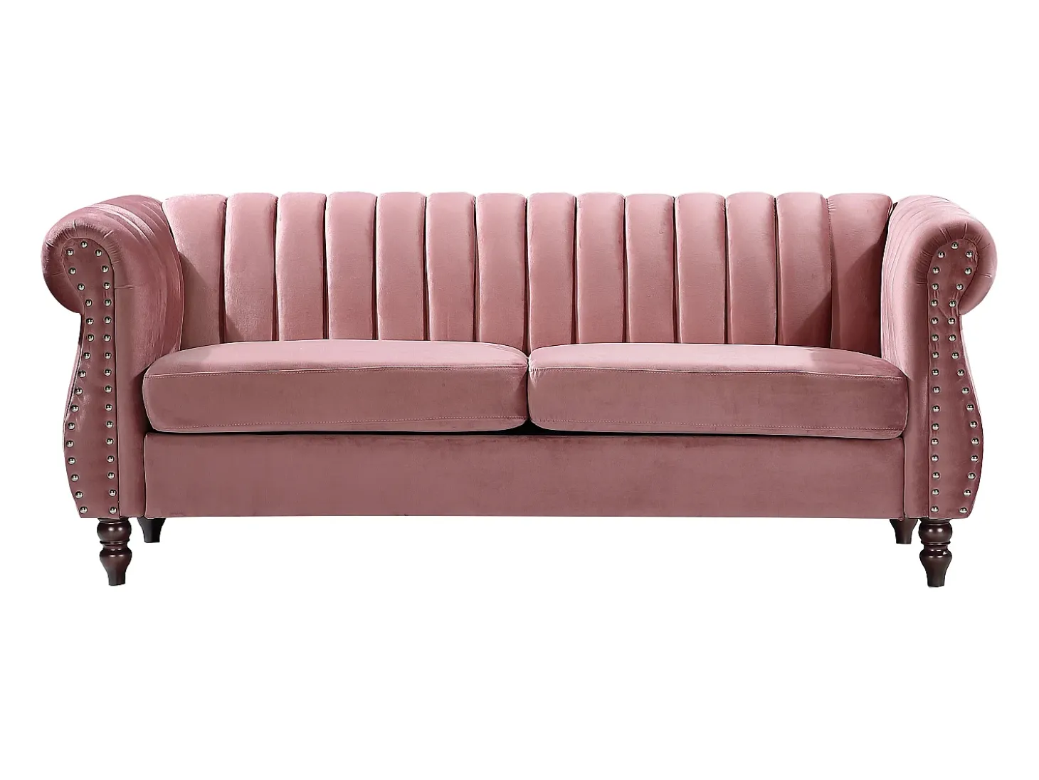 Sofá chesterfield de 3 lugares em veludo cor-de-rosa velho TRUMBO