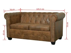 Sofá Chesterfield de 2 lugares em couro sintético marrom 02_0019063