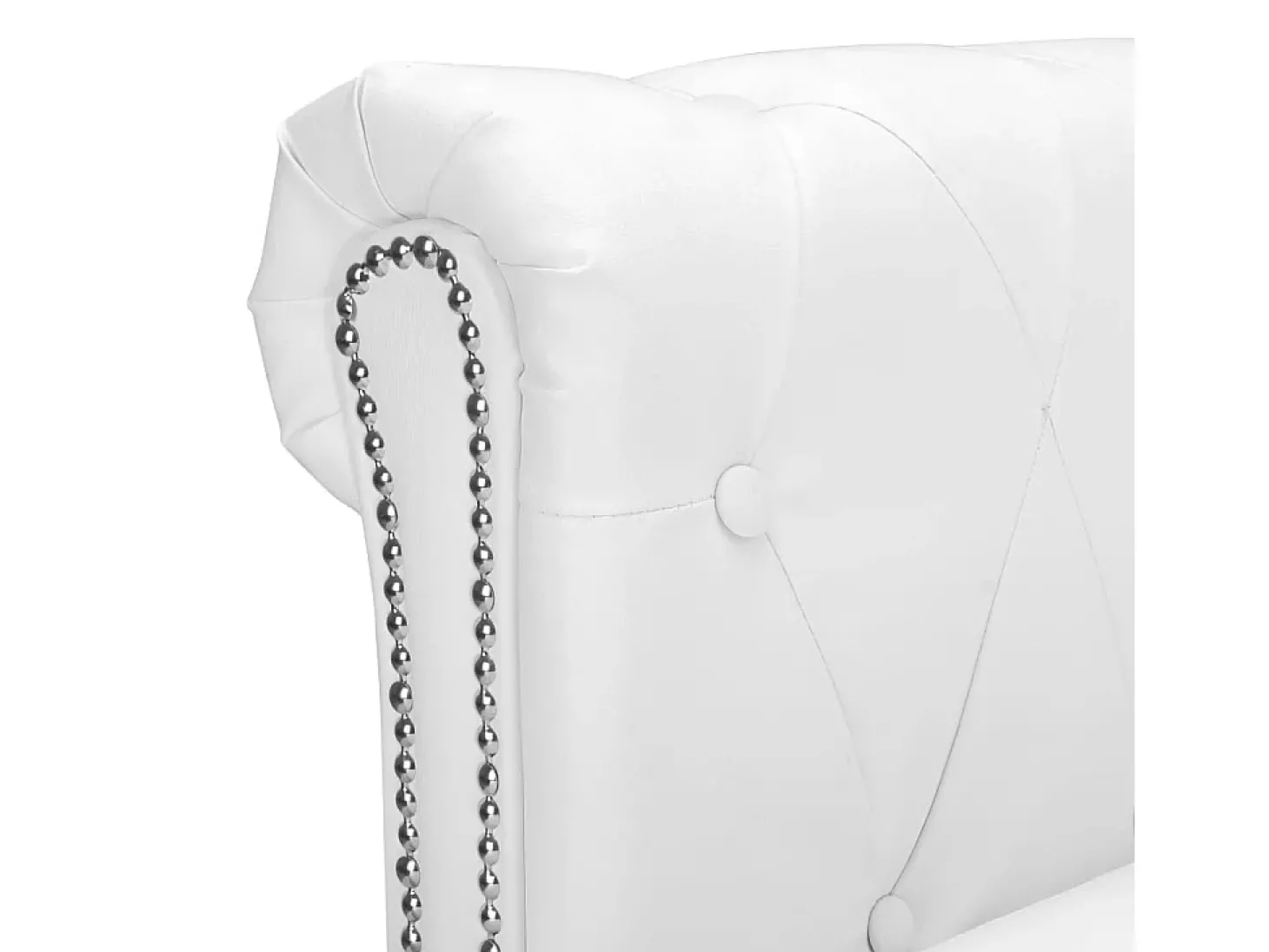 Sofá Chesterfield em forma de L couro artificial branco