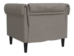 Sofá chesterfield tecido cinzento-acastanhado