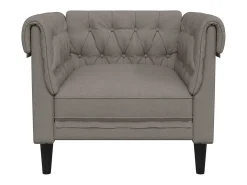 Sofá chesterfield tecido cinzento-acastanhado