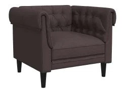 Sofá chesterfield tecido castanho-escuro