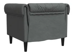 Sofá chesterfield tecido cinzento-escuro