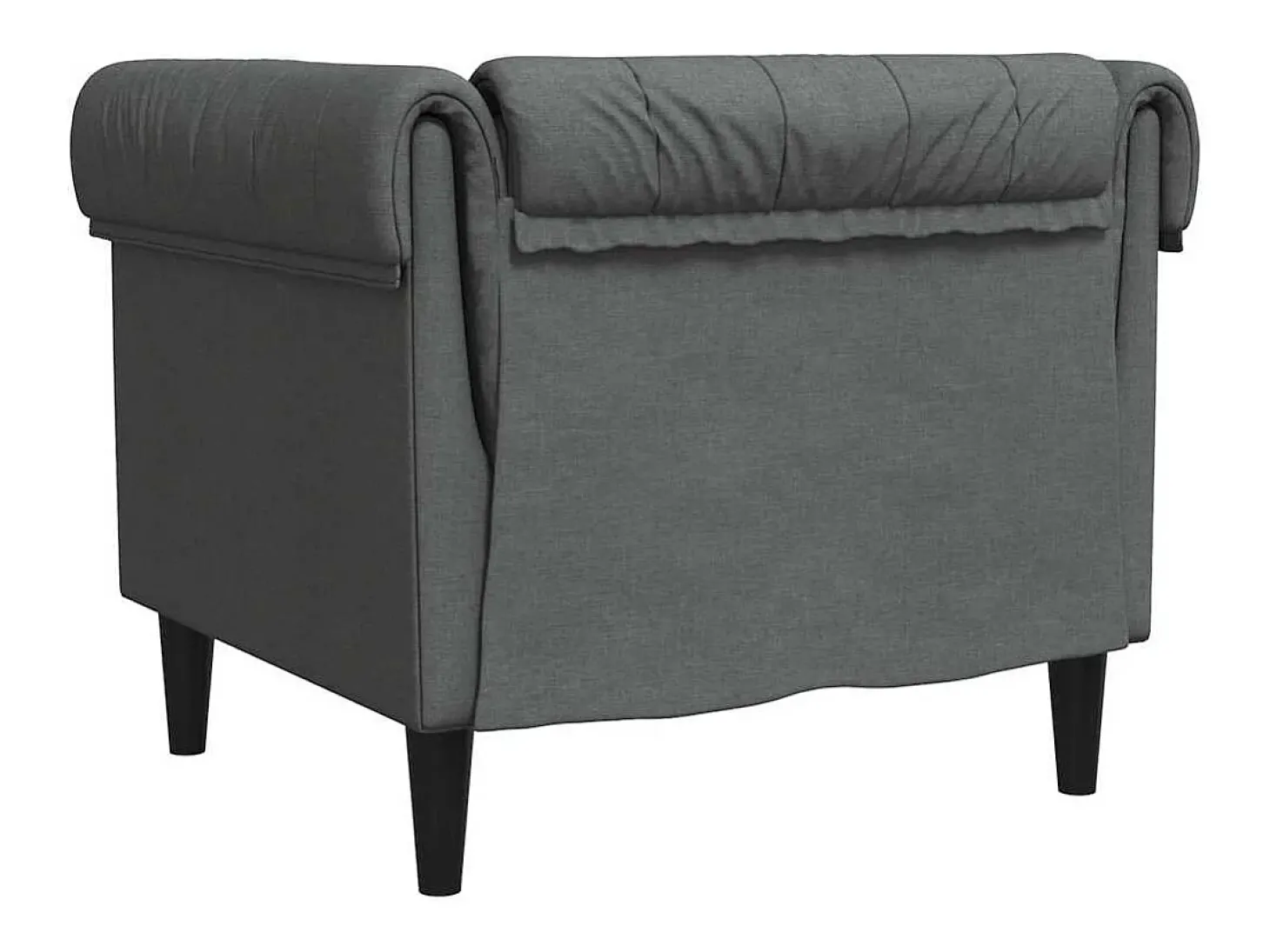 Sofá chesterfield tecido cinzento-escuro