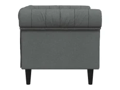 Sofá chesterfield tecido cinzento-escuro