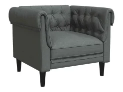 Sofá chesterfield tecido cinzento-escuro