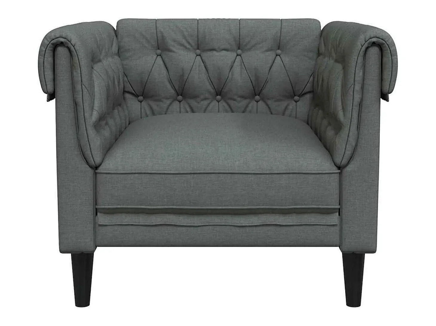 Sofá chesterfield tecido cinzento-escuro