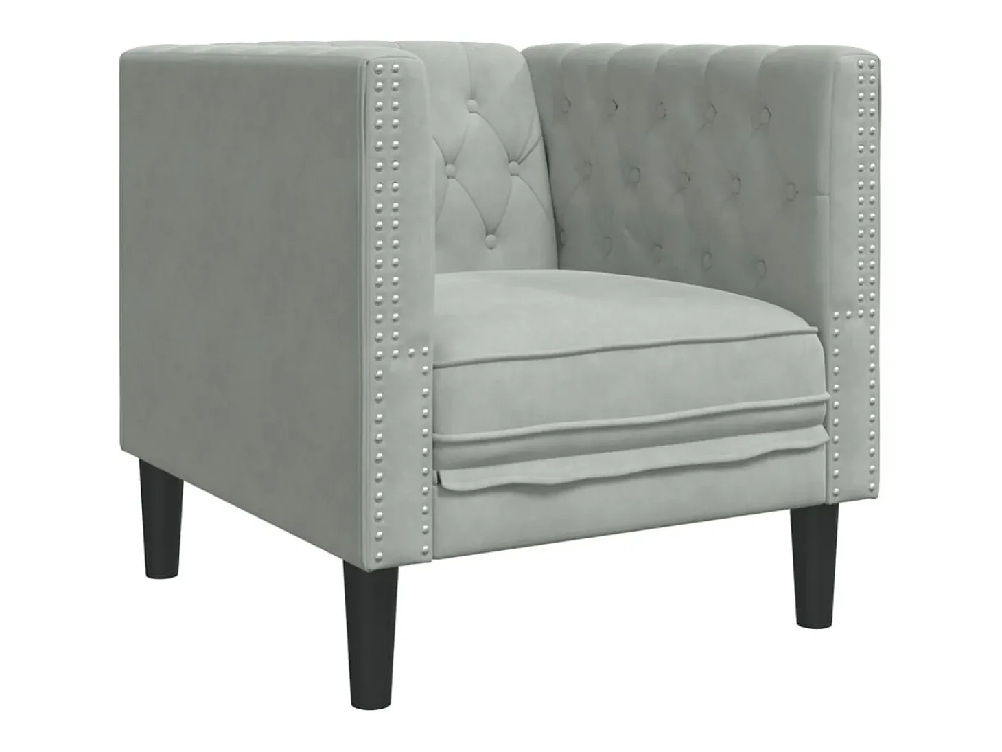 Sofá chesterfield veludo cinzento-claro