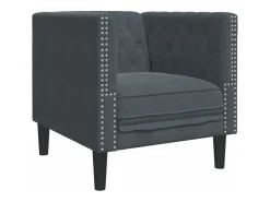 Sofá chesterfield veludo cinzento-escuro