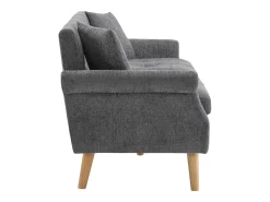 Sofá cinzento de 2 lugares, tecido chenille, pernas em madeira, 162x74x77cm