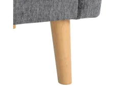 Sofá cinzento de 2 lugares, tecido chenille, pernas em madeira, 162x74x77cm
