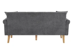 Sofá cinzento de 2 lugares, tecido chenille, pernas em madeira, 162x74x77cm