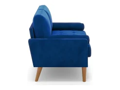 Sofá com 2 assentos escandinavos, mini sofá de poltrona em Velvet Adeset, poltrona da sala com apoios de braços, 121x77x87cm - azul