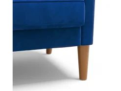 Sofá com 2 assentos escandinavos, mini sofá de poltrona em Velvet Adeset, poltrona da sala com apoios de braços, 121x77x87cm - azul