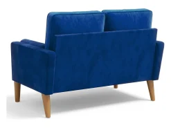 Sofá com 2 assentos escandinavos, mini sofá de poltrona em Velvet Adeset, poltrona da sala com apoios de braços, 121x77x87cm - azul