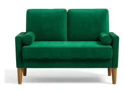 Sofá com 2 assentos escandinavos, mini sofá de braço laminado em Veludo de Adeset, Bolchair da Sala de Livro com Afrestos de Braço, 121x77x87cm - Verde