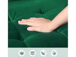 Sofá com 2 assentos escandinavos, mini sofá de braço laminado em Veludo de Adeset, Bolchair da Sala de Livro com Afrestos de Braço, 121x77x87cm - Verde