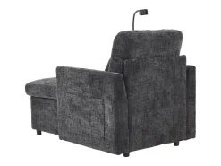 Sofá com 2 bolsos laterais e espaço para arrumação - Tecido chenille - Preto