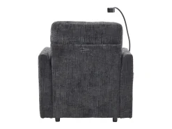 Sofá com 2 bolsos laterais e espaço para arrumação - Tecido chenille - Preto