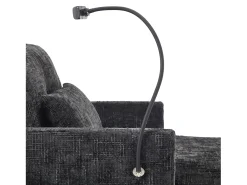 Sofá com 2 bolsos laterais e espaço para arrumação - Tecido chenille - Preto