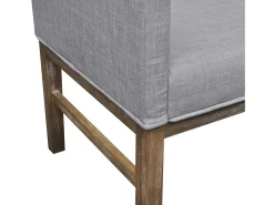 Sofá com almofada acolchoada 140 x 65 x 85 cm tecido de madeira de seringueira cinza claro 02_0020274