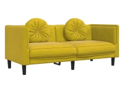 Sofá com almofadões 2 lugares veludo amarelo PT838617