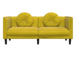 Sofá com almofadões 2 lugares veludo amarelo PT838617