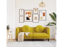 Sofá com almofadões 2 lugares veludo amarelo PT838617