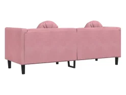 Sofá com almofadões 3 lugares veludo rosa