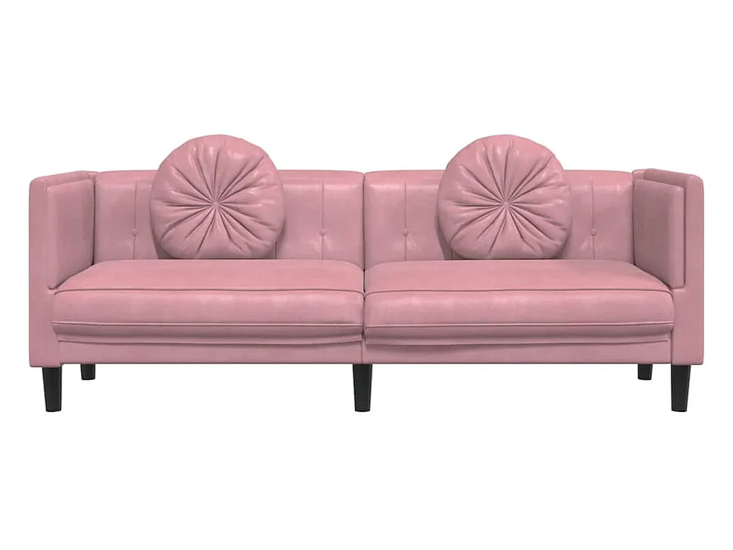 Sofá com almofadões 3 lugares veludo rosa