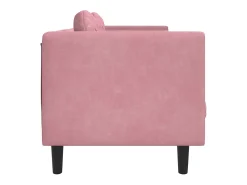 Sofá com almofadões 3 lugares veludo rosa