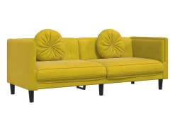 Sofá com almofadões 3 lugares veludo amarelo PT690131