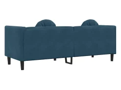 Sofá com almofadões 3 lugares veludo azul