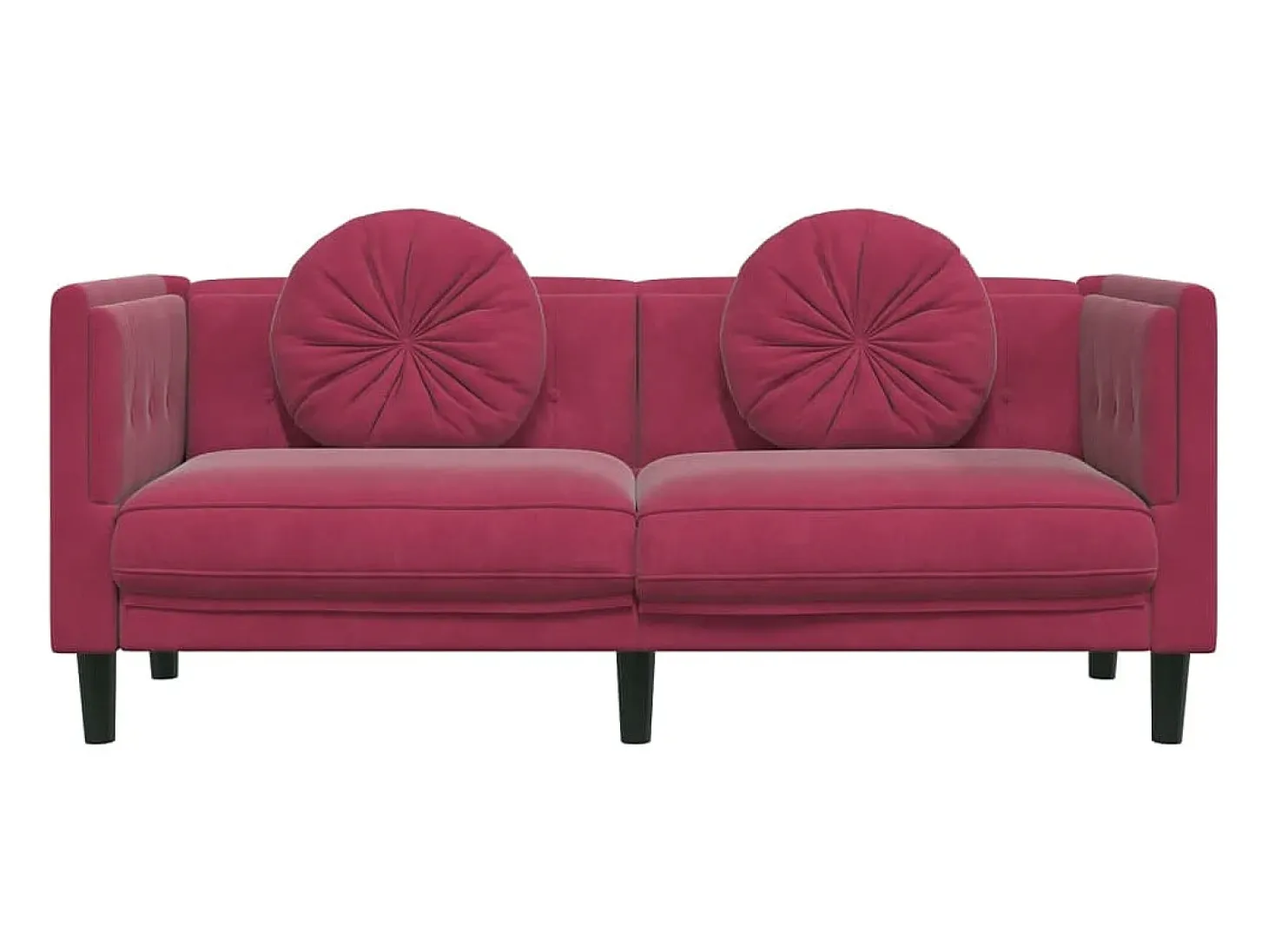 Sofá com almofadões 2 lugares veludo vermelho tinto PT679460