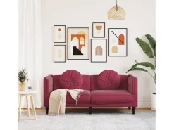 Sofá com almofadões 2 lugares veludo vermelho tinto PT679460