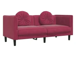 Sofá com almofadões 2 lugares veludo vermelho tinto PT679460